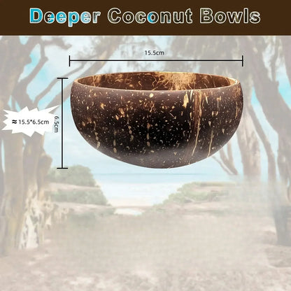 Natural Coconut Shell Bowl – Lightweight Fruit, Salad & Dessert Bowl Southeast Asia Tableware Set