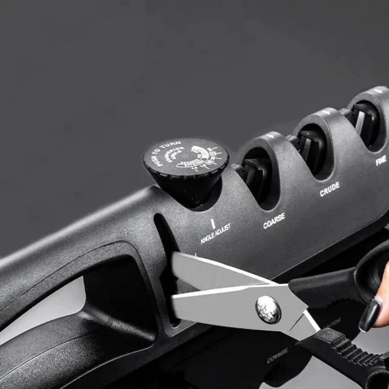 Upgraded 4-in-1 Angle Adjustable Knife Sharpener – Professional Kitchen Blade & Scissors Grinder with Sharpening Stone