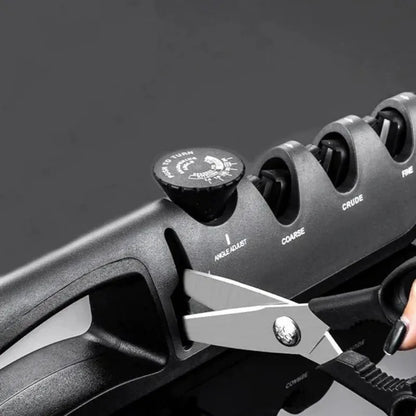 Upgraded 4-in-1 Angle Adjustable Knife Sharpener – Professional Kitchen Blade & Scissors Grinder with Sharpening Stone