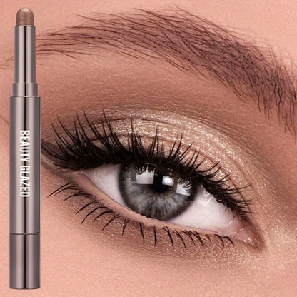 BEAUTY GLAZED 10-Color Eyeshadow Stick – Long-Lasting Waterproof Matte & Shimmer Eye Pen with Double-Head Brush