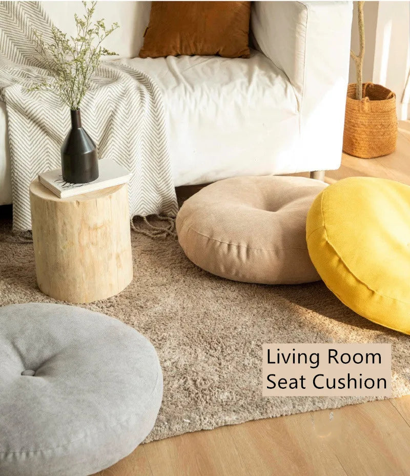 Solid Color Floor Seat Pillow – Round Meditation & Yoga Cushion for Sofa, Bed, Car Seat, and Pouf Mat