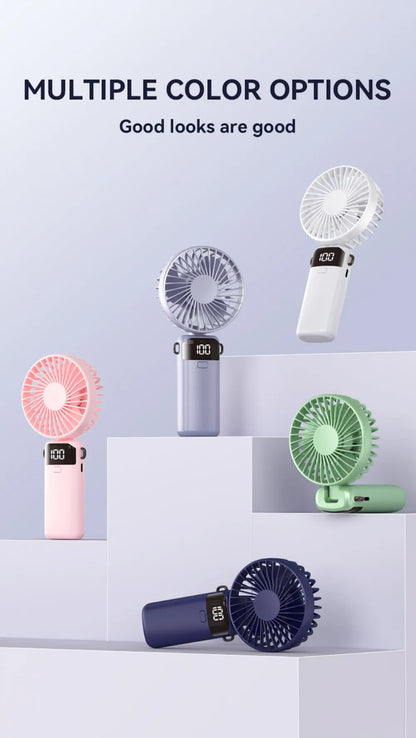 Portable Mini USB Fan – Handheld & Desktop Fan with Phone Holder, 3-Speed Adjustable Wind, Long Battery Life, Multi-Function Cooling Fan