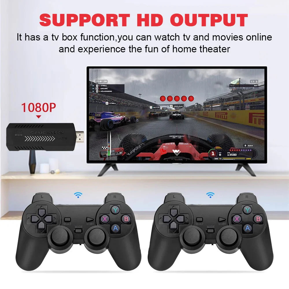 GD10 Plus 4K Game Stick Console – 256G, 58,000 Games, Dual 2.4G Wireless Controllers for N64/PSP/PS1/GBA