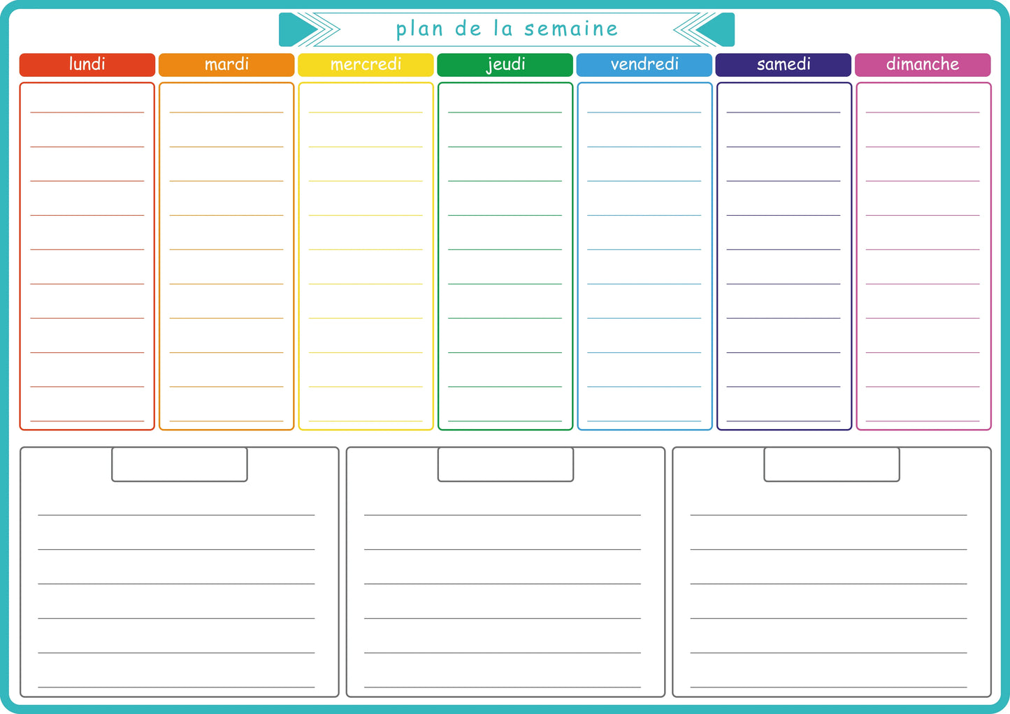 A3 Dry Erase Whiteboard Fridge Calendar – Weekly & Monthly Planner in Spanish, French, English