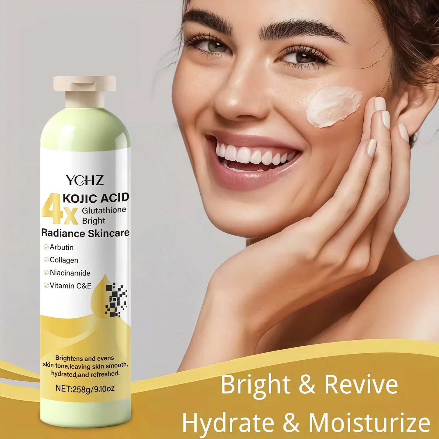Kojic Acid Skin Brightening Cream 258g – Dark Spot Corrector, Evens Skin Tone, Moisturizing Non-Greasy Whitening Cream for Men & Women Day & Night Use