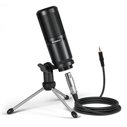 Maono PM360TR Condenser Podcast Microphone – 3.5mm Mic for Computer, Laptop, Phone, Sound Card, YouTube, Gaming & Recording