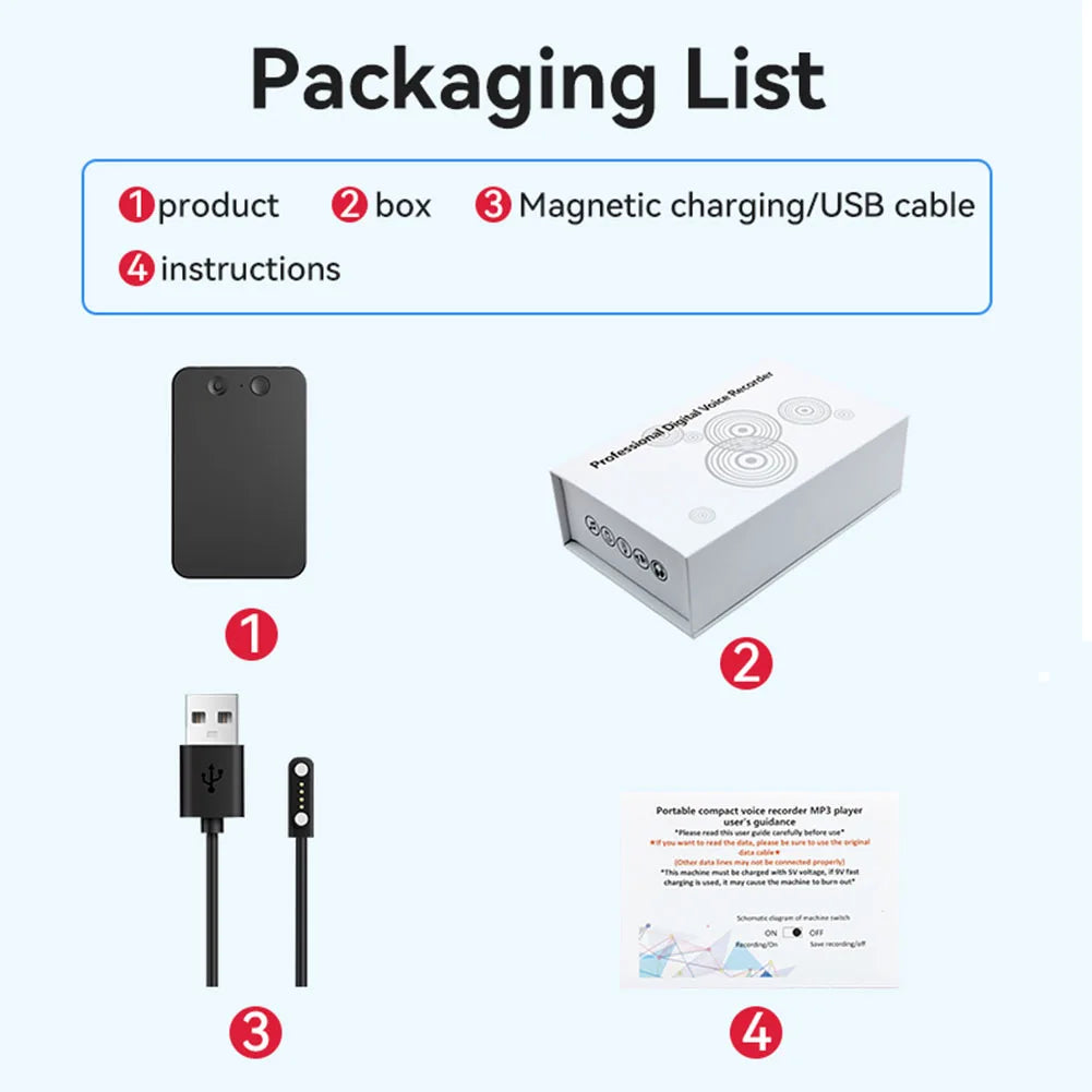 AI ChatGPT-4o Intelligent Voice Recorder — Noise Reduction Audio Dictaphone with 59 Languages Translation & Summarize, 8-128GB Storage