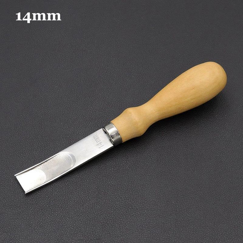 4mm-16mm Leather Edge Beveler Knife – Practical Skiving & Trimming Tool with Wood Handle for DIY Leathercraft