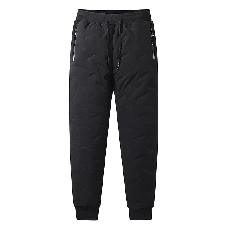 Men’s Winter Down Cotton Pants — Waterproof Thickened Wool Jogger with Zipper Pockets, Warm Outdoor Ski Pants, 7XL