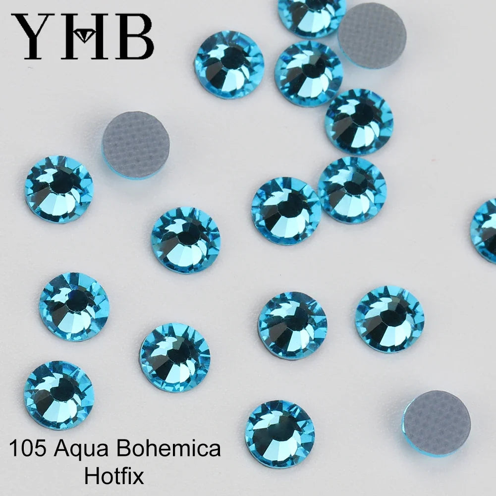 YHB 101-127 Hotfix Crystal Rhinestones - Glitter Glass Flatback Gems for Bags, Shoes, Garments, Phone & Nail Art DIY