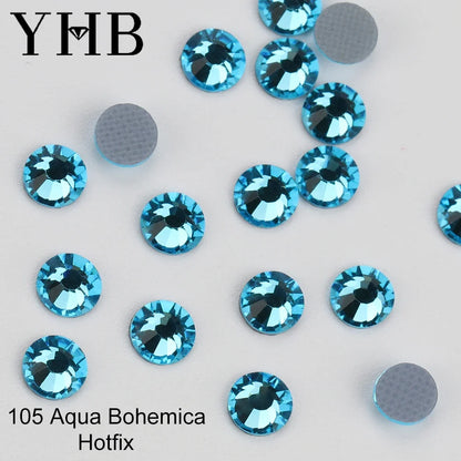 YHB 101-127 Hotfix Crystal Rhinestones - Glitter Glass Flatback Gems for Bags, Shoes, Garments, Phone & Nail Art DIY