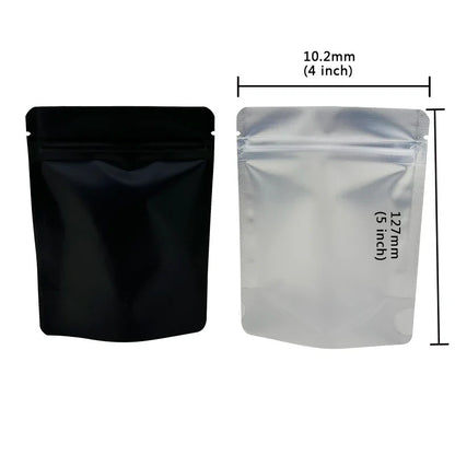 20–100PCS Black Matte Zipper Bags — Smell-Proof Mylar Pouches with One-Side Clear Window