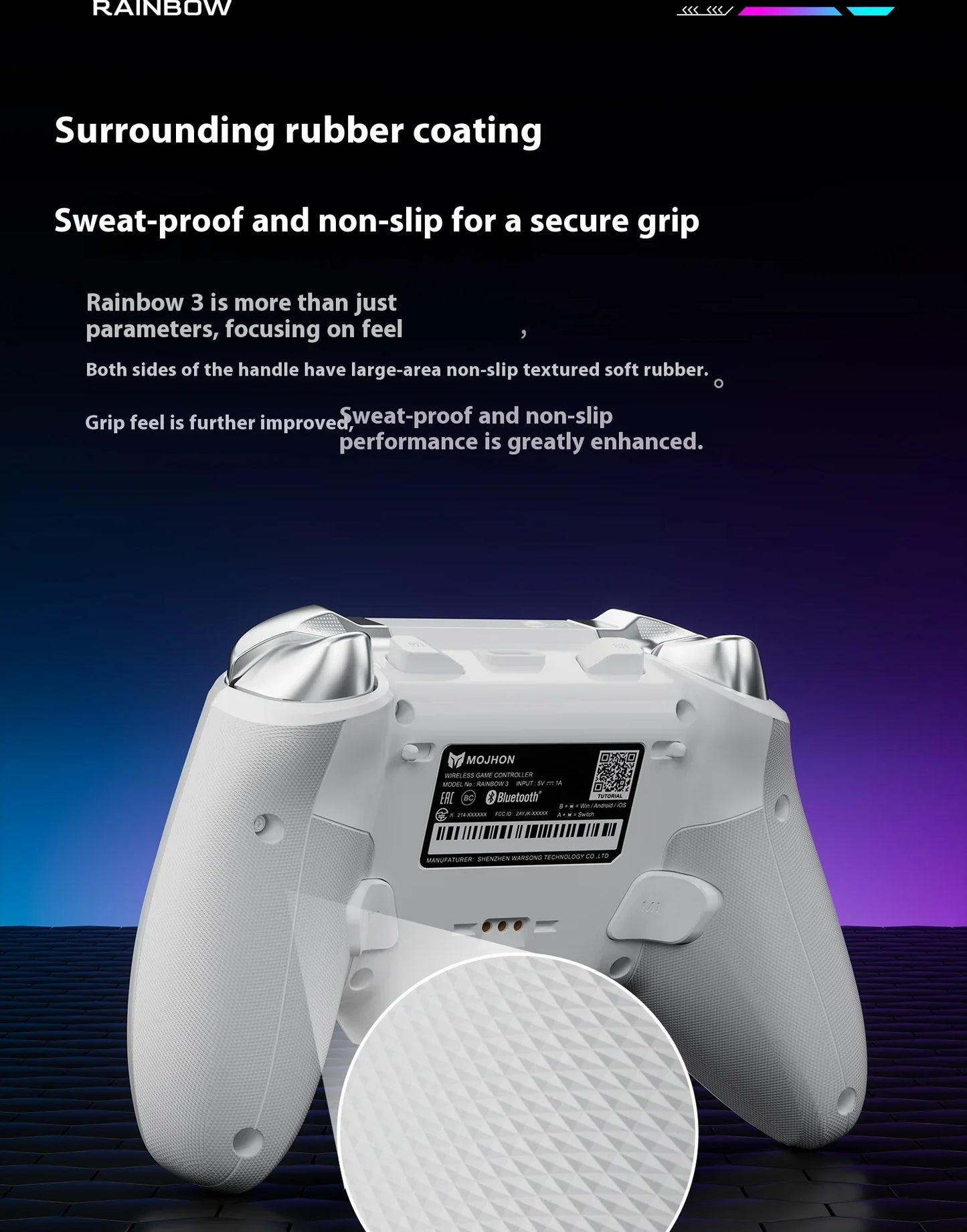 Bigbigwon Rainbow3 Wireless Game Controller Charging Base – RGB Magnetic Dock for PC Gaming