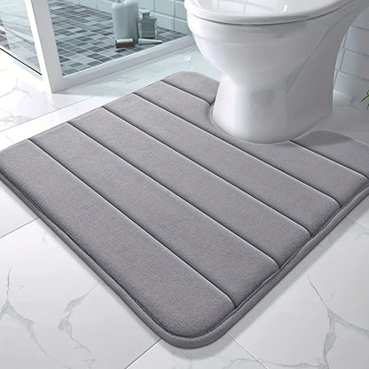 U-Shaped Toilet Mat - Memory Foam Bathroom Carpet, Anti-Skid & Super Absorbent Bath Mat