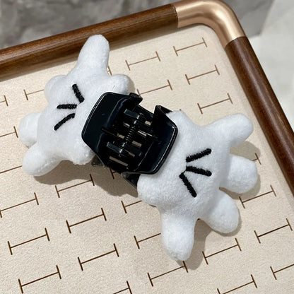 White Fluffy Palm Hair Clip - 3D Cute Oversized Hairpin, Soft Hair Accessory & Gift