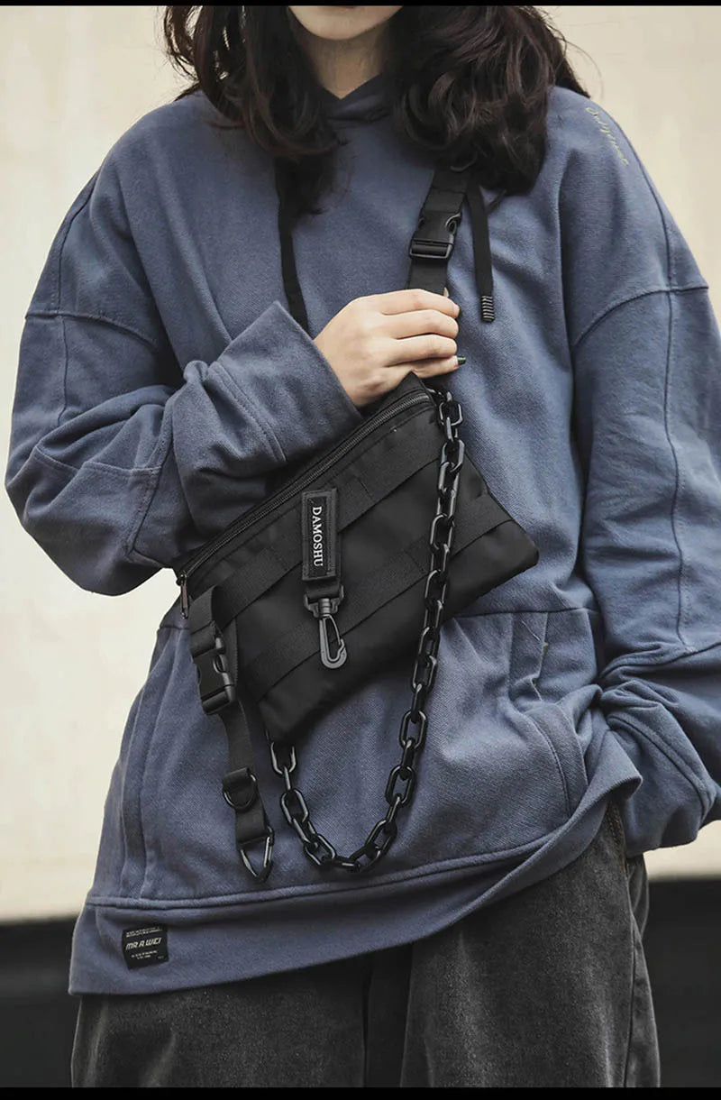Versatile Style: Functional Tactical Chest Bag - Unisex Bullet Hip Hop Vest Streetwear Waist Pack, Black Wild Chest Rig Bag for Men and Women