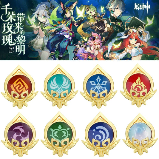 Genshin Impact Sumeru Vision Pins - Anime Character Element Badge Lapel Brooch Collectible Accessories