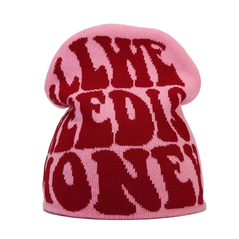 Y2K Letter Knitted Beanie Cap – Unisex Winter Autumn Warm Ski Skullcap, Hip Hop Streetwear Ear Cover Hat for Men & Women