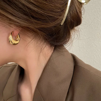 Stainless Steel Chunky Hoop Earrings – Smooth Round Statement Hoops for Women & Girls, Punk Fashion Jewelry