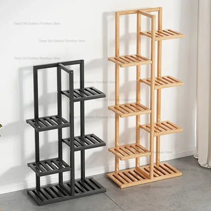 Nordic Wooden Plant Shelves - Indoor Flower Shelf for Living Room, Balcony, Garden Furniture, FYPS