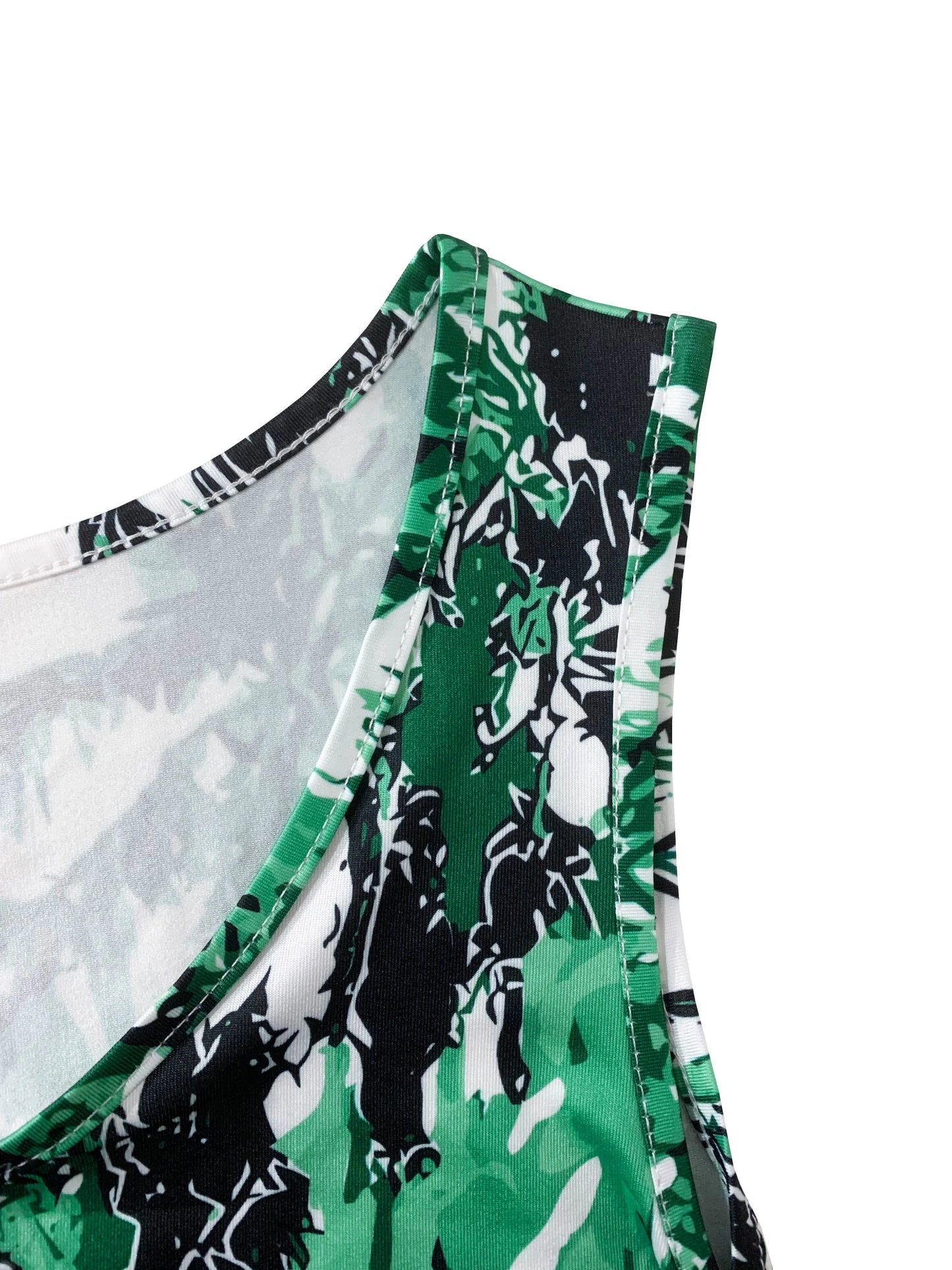 2025 Summer Women’s Sleeveless Knee-Length Dress – Floral Printed Casual Beach Vacation Outfit
