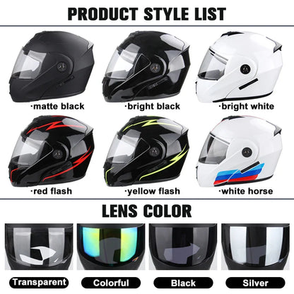 DOT Certified Uchoose Motorcycle Helmet – Double Lens Modular Flip Helmet with Visor, Unisex Safety Gear