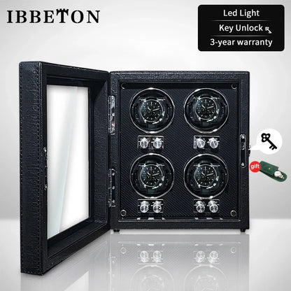 IBBETON Luxury Wood Watch Winder – High-End Automatic Watch Box (2/4/6 Slots) with Mabuchi Mute Motor & Storage Cabinet