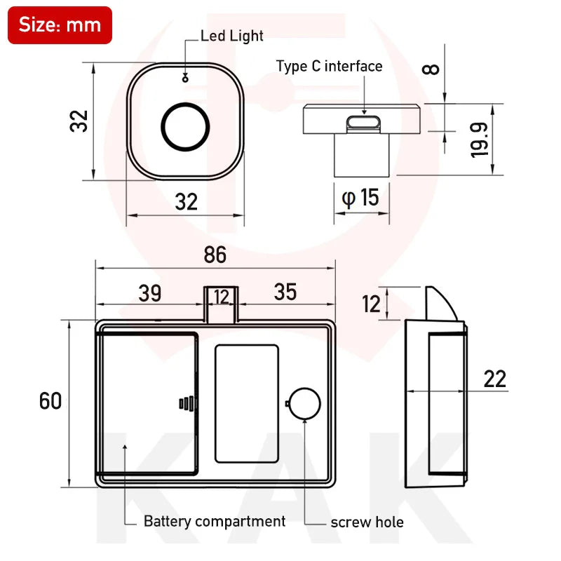 KAK Biometric Fingerprint Lock: Keyless Smart Cabinet & Drawer Lock - Anti-theft Door Hardware with Long Standby Time