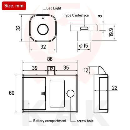 KAK Biometric Fingerprint Lock: Keyless Smart Cabinet & Drawer Lock - Anti-theft Door Hardware with Long Standby Time