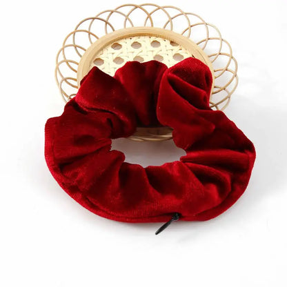 Portable Hidden Safe Hair Tie Storage Case – Secret Scrunchie with Zipper for Cash, Key & Jewelry (Travel/Outdoor)