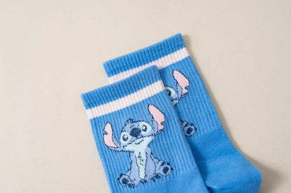 Disney Kawaii Stitch Cotton Socks - Medium Length Combed Cotton Socks, Perfect Birthday Gift for Girls & Boys