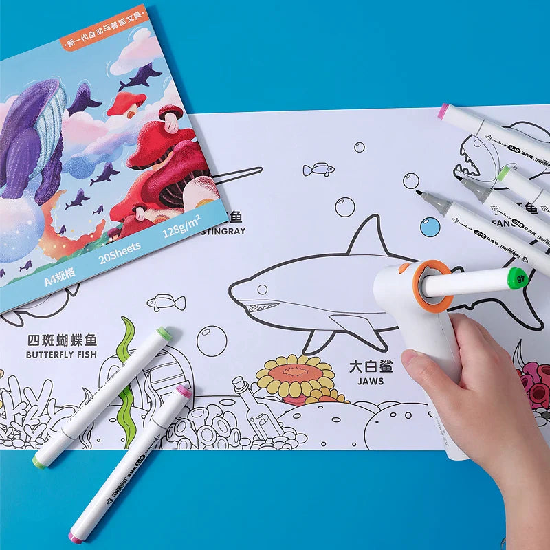 Tenwin Art Electric Spray Pen Airbrush Set | Multi-function Color Inkjet Painting Brush | Washable Hand Drawn Spray Painting Tool