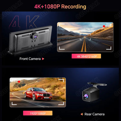 K2 Pro 11.3" 4K Dash Cam — Car DVR with Wireless CarPlay, Android Auto, 5G WiFi & GPS Navigation