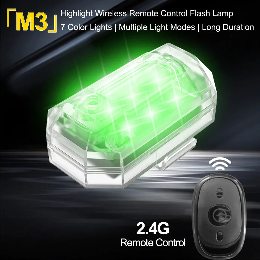 Donwof M3 Car and Motorcycle Strobe Light - Waterproof Wireless LED Flash Anti-Collision Warning Lamp with Remote Control for Cars and Bikes