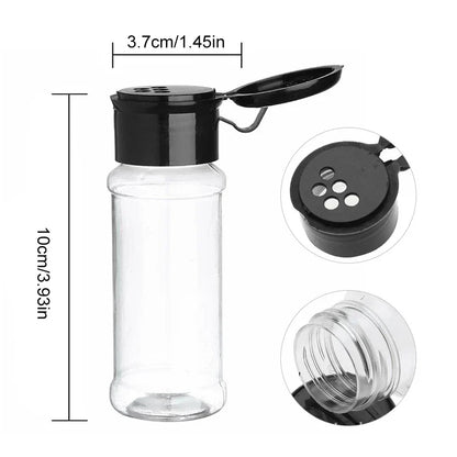 Spice Organizer Jars Set: Salt and Pepper Shaker Seasoning Jar - Plastic Barbecue Condiment Kitchen Gadget Tool (5/10/15/20PC)