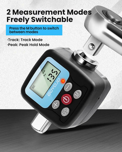 Professional Digital Torque Wrench Set | 1/4'', 3/8'', 1/2'' Electronic Wrench & Torque Adapter for Bike & Car Repair