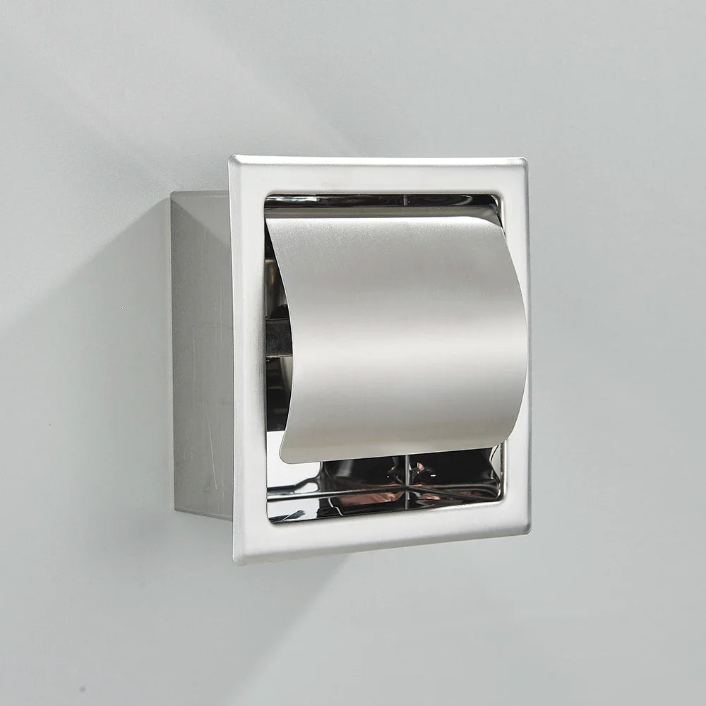 Onyzpily Bathroom Toilet Paper Holder | Chrome Finish Stainless Steel Tissue Box Holder, Wall Mounted, Black & Chrome