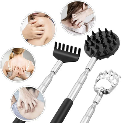 3Pcs/Set Telescopic Back Scratcher Massager Kit - Extendable Scratching Tool for Itch Relief and Relaxation