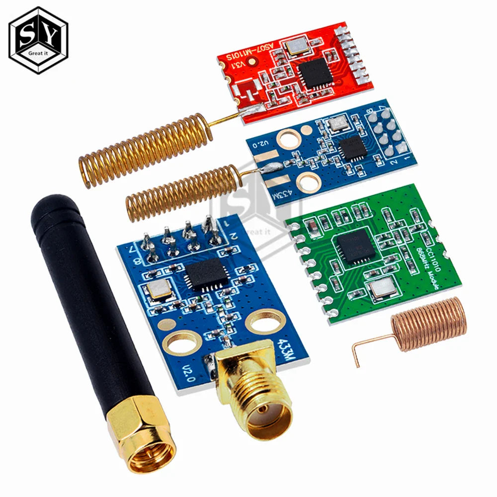 CC1101 433/868MHz Wireless Transceiver Module – 10mW Long Range (300–1000m) with SMA Antenna for Arduino