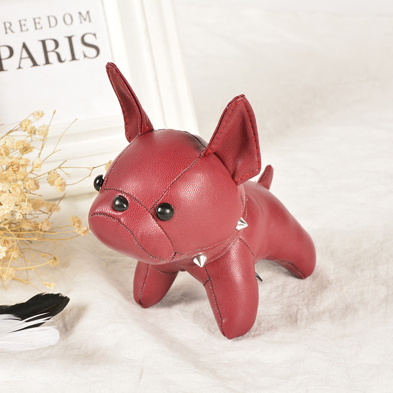 Punk French Bulldog PU Leather Dog Keychain — Fashion Bag Charm for Women Car Key Ring