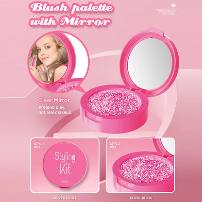 Pretend Makeup Playset, 10 Piece Non-Toxic Toy Cosmetics Set with Eyeshadow Palette, Lipstick, and Applicators (Not Real Makeup)