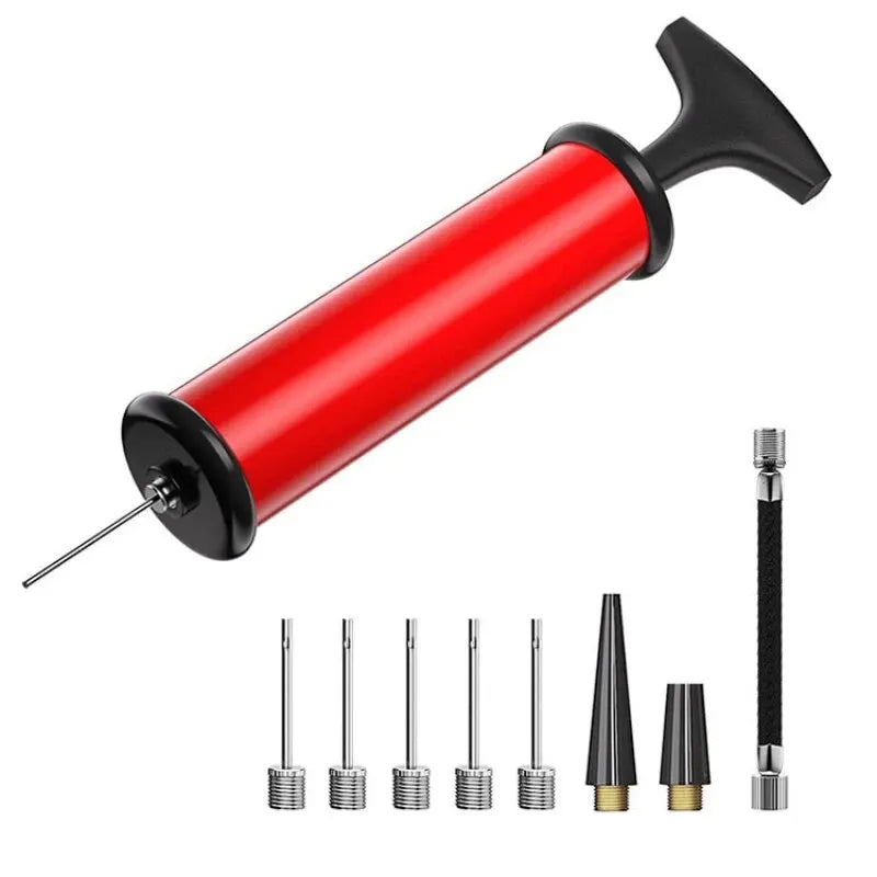Portable Multifunctional Ball Pump with Needle & Nozzle - Inflator for Football, Basketball, Volleyball & Swimming Balls