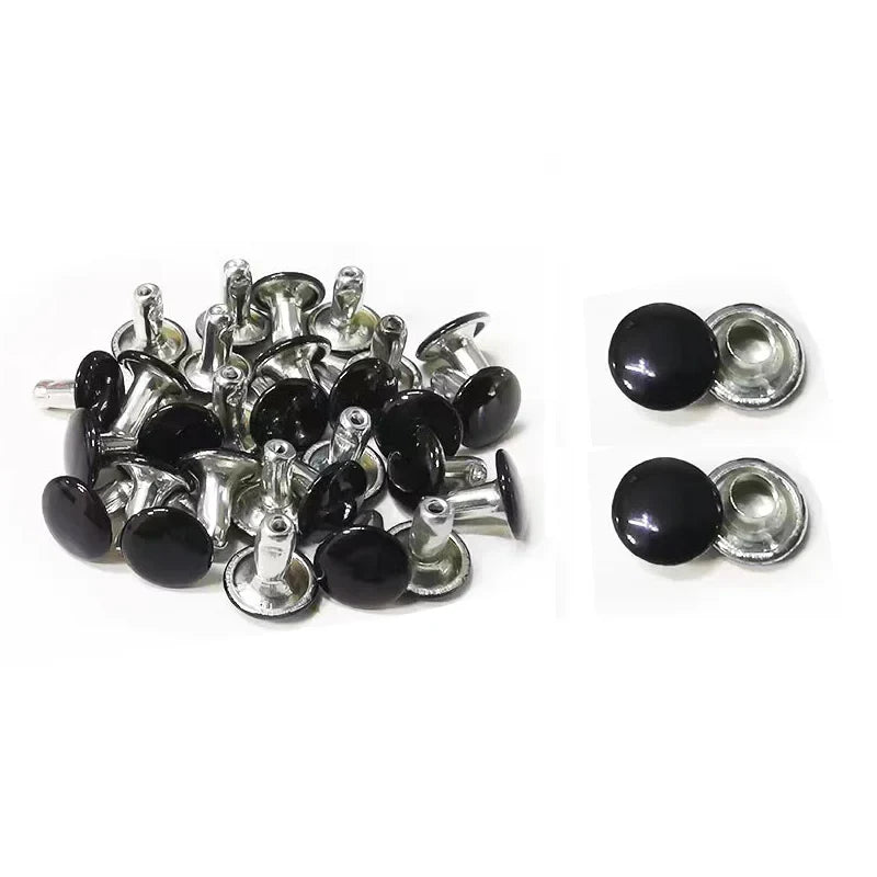 100 Sets Metal Double Cap Round Rivets 6-8mm – Nail Spike Studs for Leather Craft, Shoes, Bags & DIY Accessories