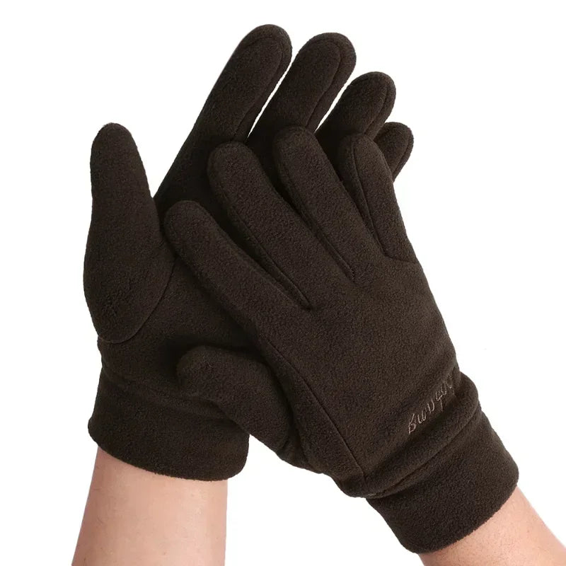 Winter Thermal Fleece Gloves - Thick Warm Windproof Full Finger Gloves for Men and Women Running Skiing Cycling Outdoor Activities