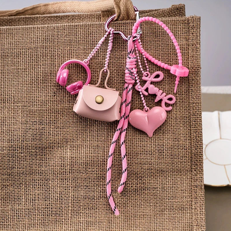 PU Leather Braided Rope Keychain - Maillard Style Car Keyring & Love Bag Charm