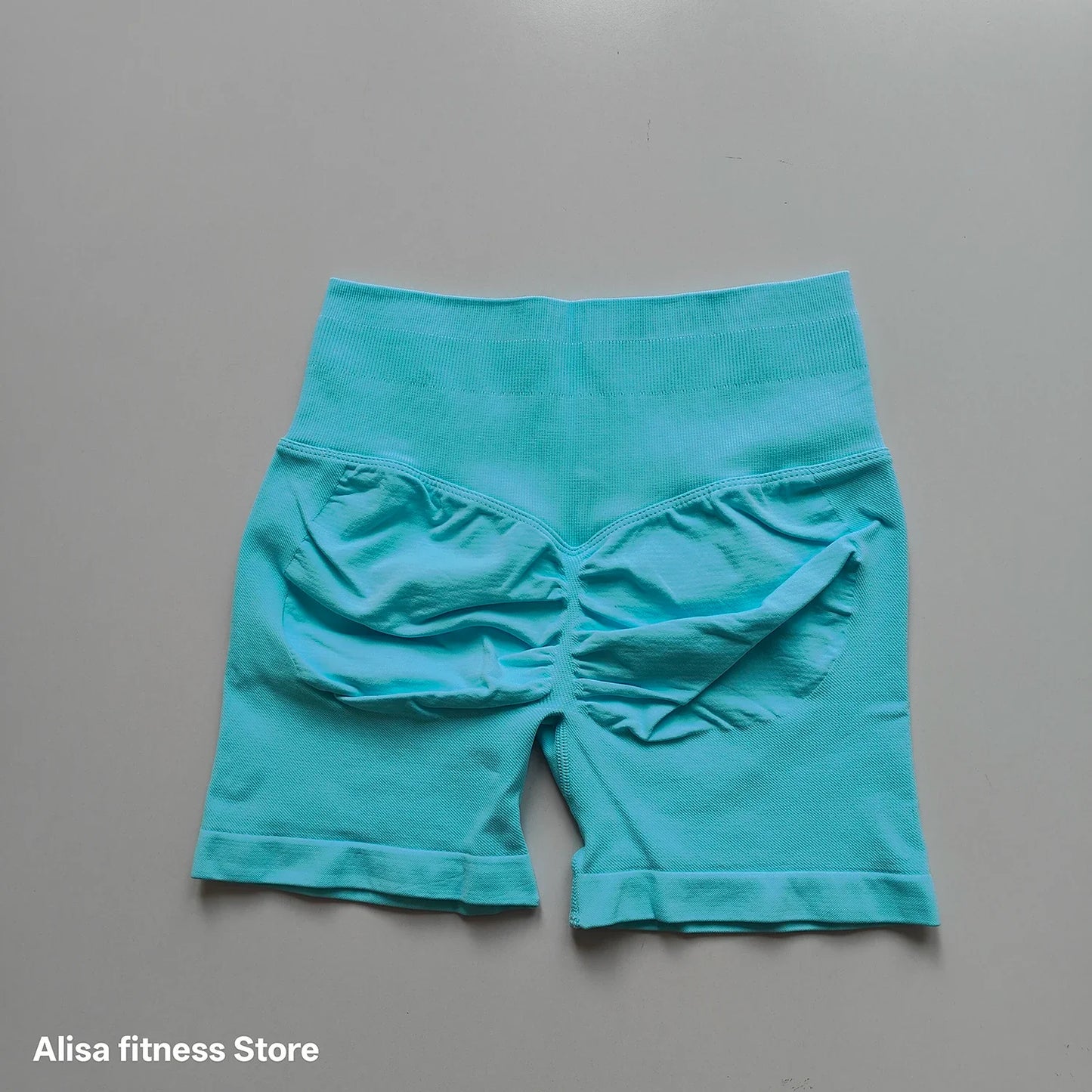 Summer High Waisted Yoga Shorts - Seamless Tummy Control Fitness Running Shorts with Solid Color Stretch Leggings Style
