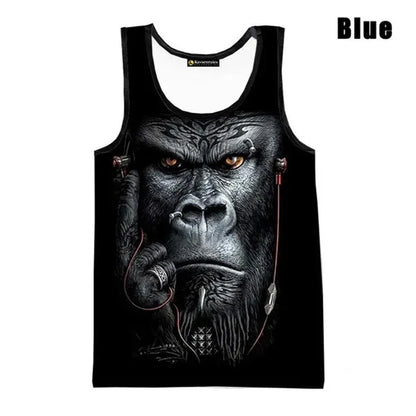 3D Gorilla Print Tank Top - Oversized Sleeveless Summer Streetwear for Men