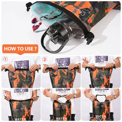 Waterproof Dry Bags Backpack with Wet Separation Pocket - 30L/15L for Kayaking, Boating, Swimming, Outdoor Sports - XAZ9