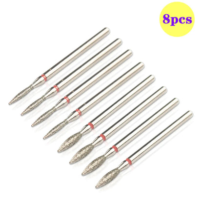 8pcs Diamond Nail Drill Bit Set - Rotary Electric Milling Cutters for Pedicure, Manicure, Cuticle Burr & Nail Tools Accessories