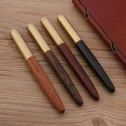 Luxury Copper & Ebony Wood Rollerball Pen – Brass Red Gold Ballpoint Writing Pen for Office & School